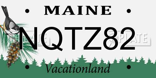 NQTZ82 Maine License Plate