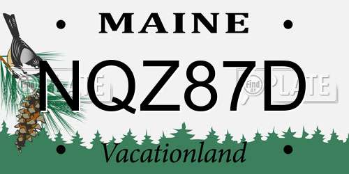 NQZ87D Maine License Plate