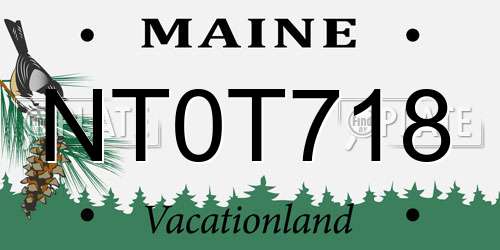 NT0T718 Maine License Plate