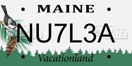 NU7L3A Maine License Plate