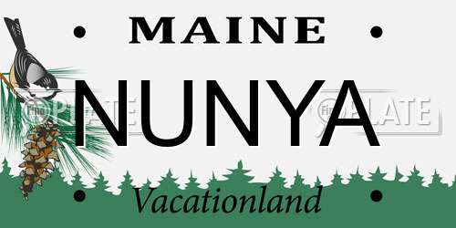 NUNYA Maine License Plate