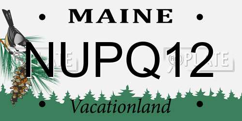 NUPQ12 Maine License Plate