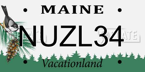 NUZL34 Maine License Plate