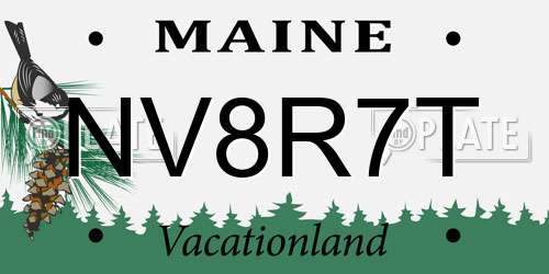 NV8R7T Maine License Plate
