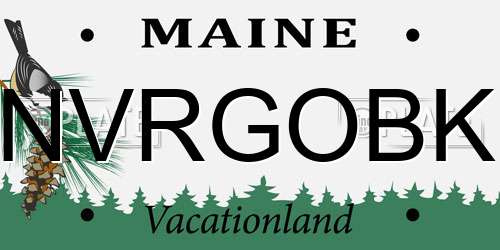NVRGOBK Maine License Plate