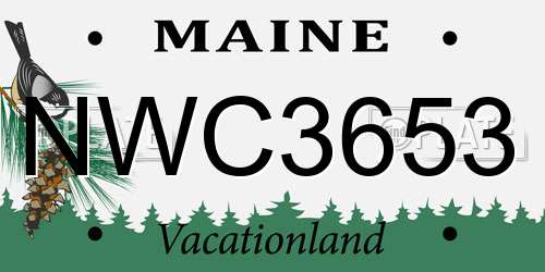 NWC3653 Maine License Plate
