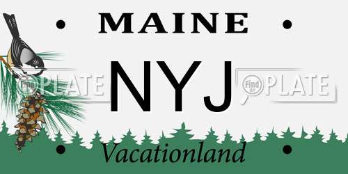 NYJ Maine License Plate