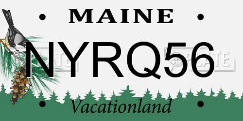 NYRQ56 Maine License Plate