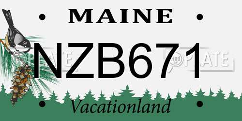 NZB671 Maine License Plate