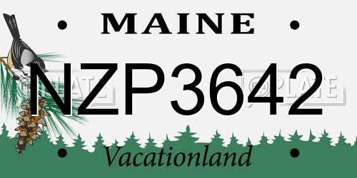 NZP3642 Maine License Plate