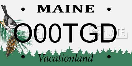 O00TGD Maine License Plate