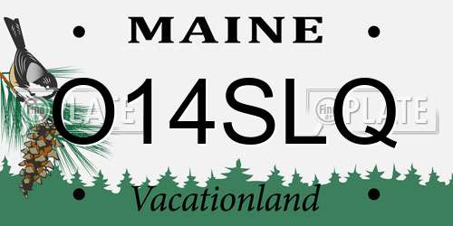 O14SLQ Maine License Plate