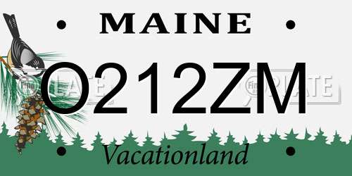 O212ZM Maine License Plate