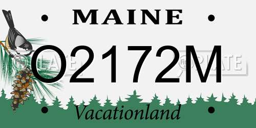 O2172M Maine License Plate