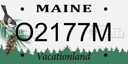 O2177M Maine License Plate
