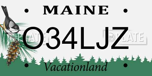 O34LJZ Maine License Plate