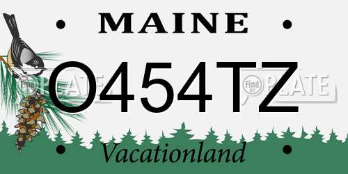 O454TZ Maine License Plate