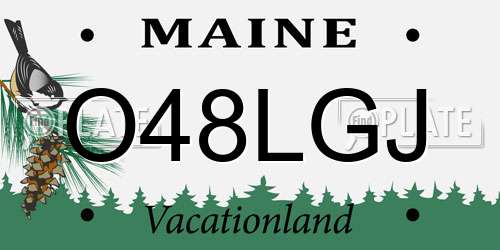 O48LGJ Maine License Plate