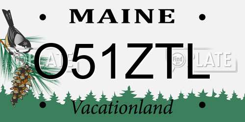 O51ZTL Maine License Plate