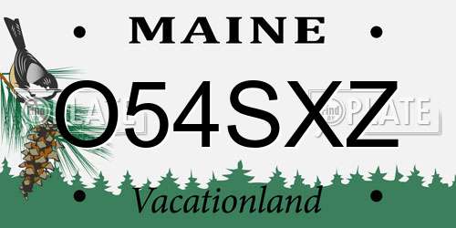 O54SXZ Maine License Plate