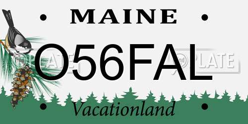 O56FAL Maine License Plate