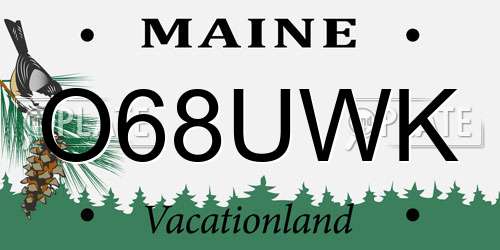 O68UWK Maine License Plate