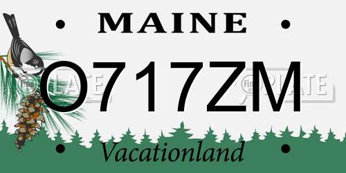 O717ZM Maine License Plate