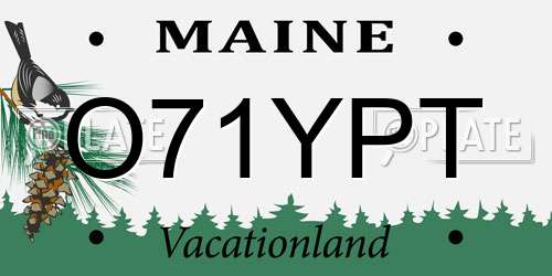 O71YPT Maine License Plate