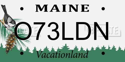O73LDN Maine License Plate