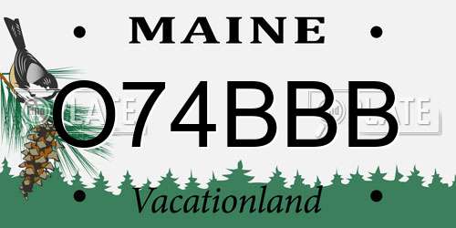 O74BBB Maine License Plate