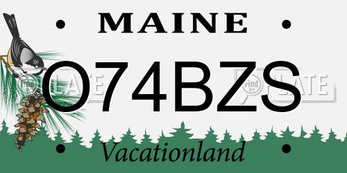 O74BZS Maine License Plate