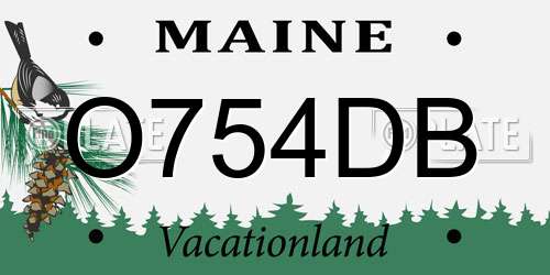 O754DB Maine License Plate