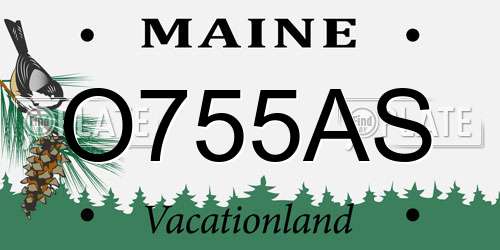 O755AS Maine License Plate