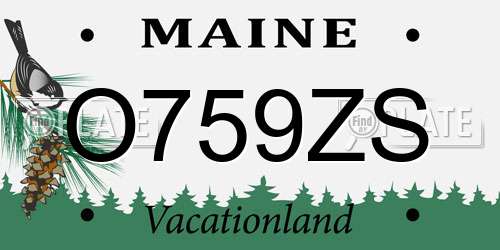O759ZS Maine License Plate