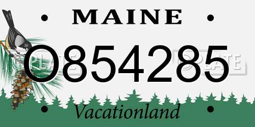O854285 Maine License Plate