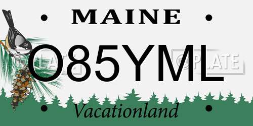 O85YML Maine License Plate