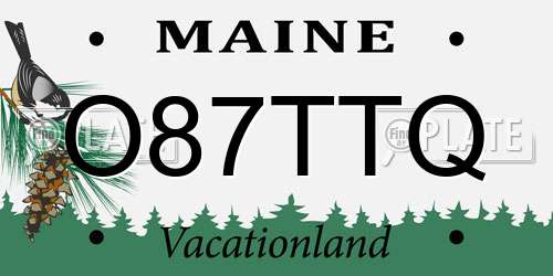 O87TTQ Maine License Plate