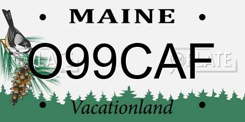 O99CAF Maine License Plate