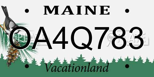 OA4Q783 Maine License Plate
