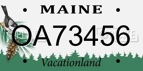OA73456 Maine License Plate