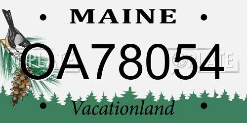 OA78054 Maine License Plate