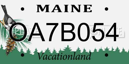 OA7B054 Maine License Plate