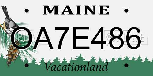 OA7E486 Maine License Plate