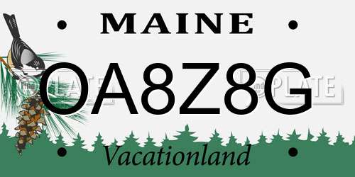 OA8Z8G Maine License Plate