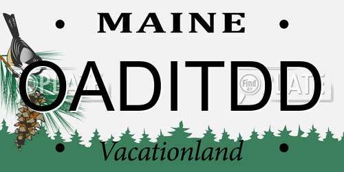 OADITDD Maine License Plate