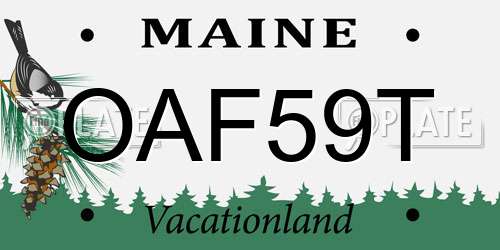 OAF59T Maine License Plate