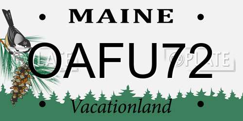OAFU72 Maine License Plate