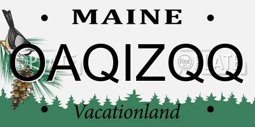 OAQIZQQ Maine License Plate