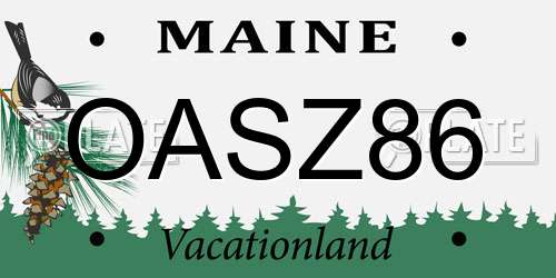 OASZ86 Maine License Plate