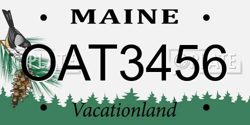 OAT3456 Maine License Plate